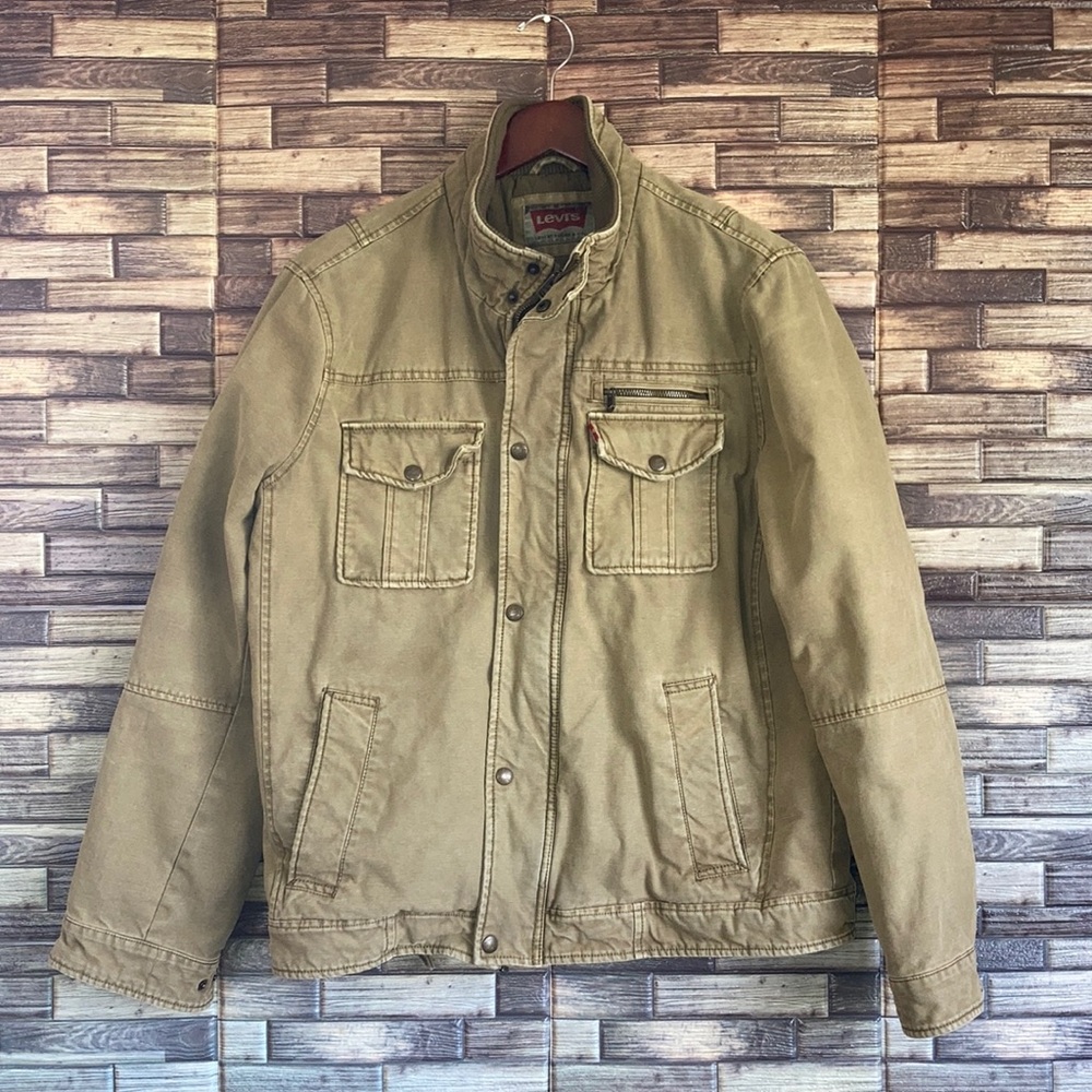 Pre Owned Men's Levi's Tan  Cotton Quilt Lined Trucker Jacket Medium